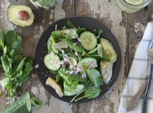 Avocado Artichoke Arugula & Spinach Salad