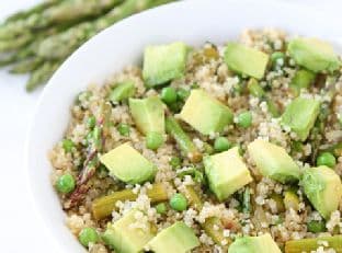 Quinoa Salad with Asparagus, Peas, Avocados & Lemon Basil Dressing