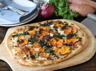 Sweet Potato Kale Pizza with Rosemary & Red Onion