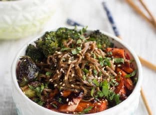 Hoisin Caramelized Salmon and Sesame Soba Noodle Bowls