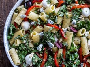 Simple Grilled Kale + Red Pepper Tuscan Pasta Salad