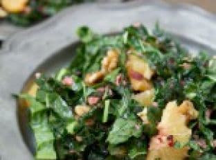 Kale Salad with Cranberry Vinaigrette and Walnuts