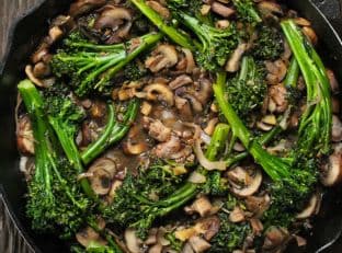 Broccolini and mushroom stir-fry