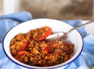 Breadcrumb stuffed tomatoes