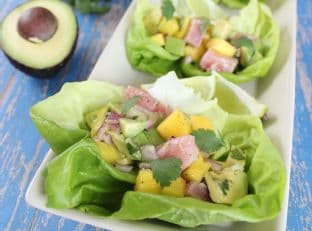 Caribbean Mango Avocado Ahi Lettuce Wraps