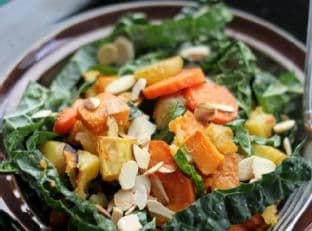 Miso-Harissa Roasted Carrot, Squash, and Two-Potato Salad
