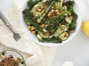 Broccolini and Chickpea Zucchini Pasta with Gremolata Breadcrumbs
