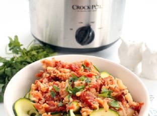 Crockpot Cauliflower Bolognese with Zucchini Noodles