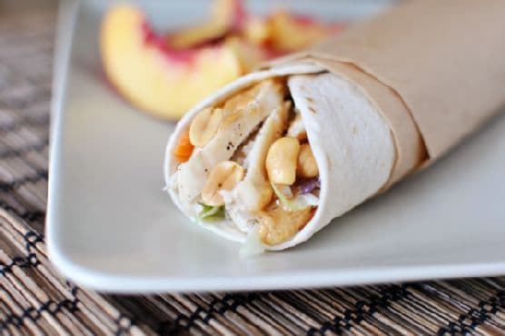 Thai Chicken Wraps with Peanut Sauce