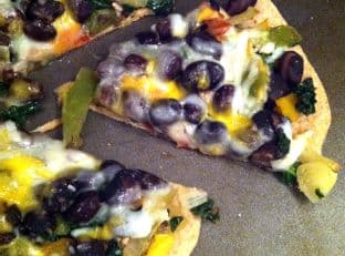 Open Faced Veggie Quesadilla with Avocado Salsa Cream