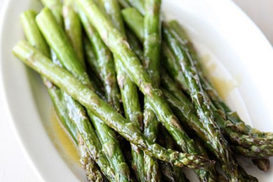 Roasted Asparagus with Miso Lime Dressing