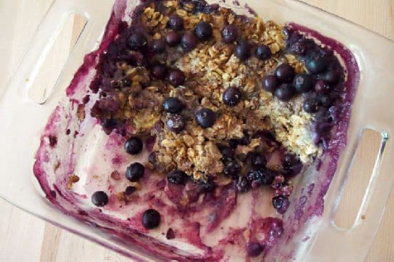 Rhubarb Blueberry Baked Oatmeal