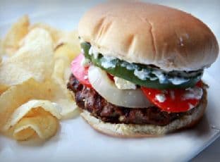 Lamb Burger with Feta Cheese & Yogurt Sauce