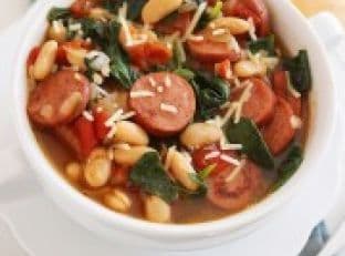 Smoked Sausage, Spinach and White Bean Soup