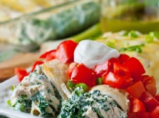 Skinny Creamy Chicken Enchiladas