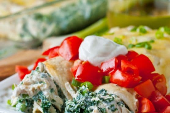 Skinny Creamy Chicken Enchiladas