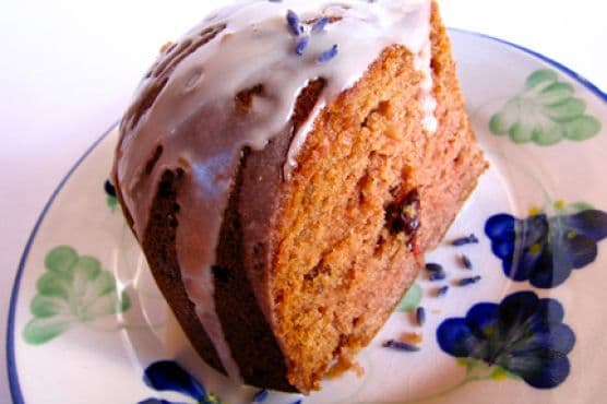 Applesauce Cake With Citrus Lavender Glaze