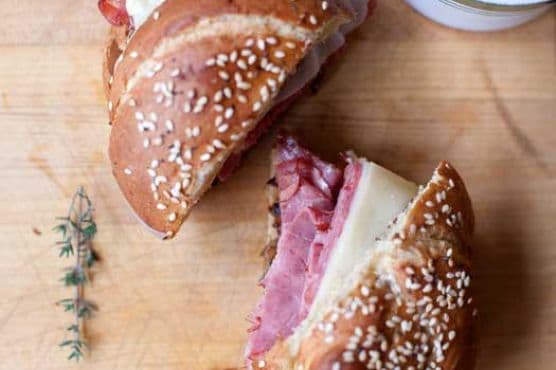 Pastrami, Caramelized Onion, and Gruyère Sandwich