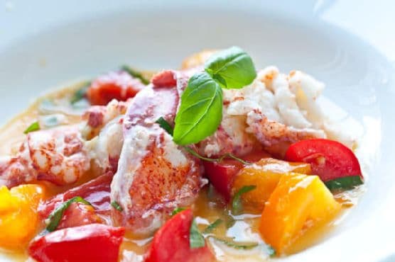 Butter Poached Lobster with Fresh Tomatoes
