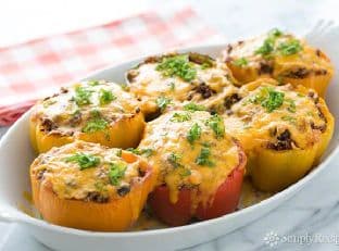 Cheesy Quinoa Black Bean Stuffed Bell Peppers