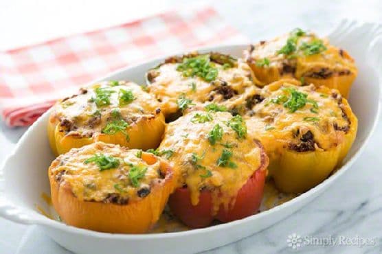 Cheesy Quinoa Black Bean Stuffed Bell Peppers