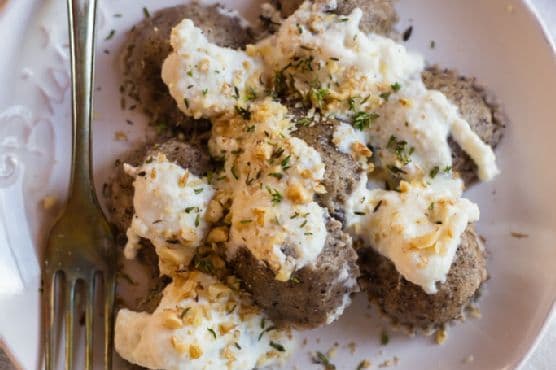 Buckwheat tortelli with walnuts and ricotta