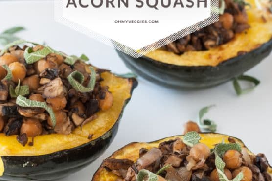 Stuffed Acorn Squash with Mushrooms and Chickpeas