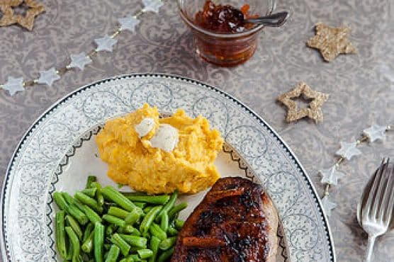 Orange Marmalade and Port Glazed Duck with A Parsnip Pumpkin Truffle Butter Mash