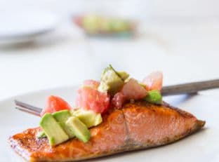 Broiled Salmon with Avocado and Grapefruit