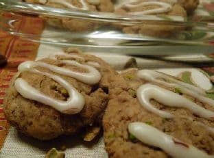 Almond Pistachio Cookied With Saffron Icing