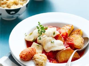 Saffron-infused Bouillabaisse with Breadcrumb Rouille