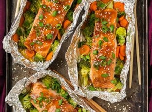 Honey Teriyaki Salmon and Veggies in Foil