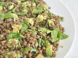 Lentil Spinach Salad with Avocado