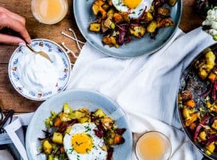 Pastrami and Potato Hash with Fried Eggs