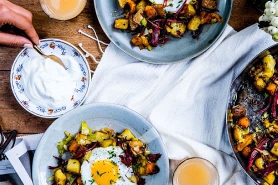 Pastrami and Potato Hash with Fried Eggs