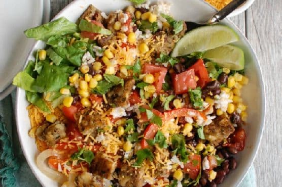 Burrito Bowls with Heirloom Bean Veggie Burgers