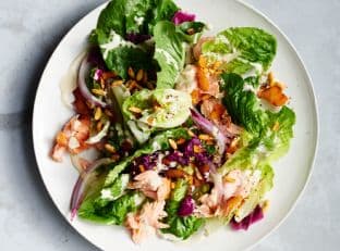 Baby Romaine and Hot Smoked Salmon Salad