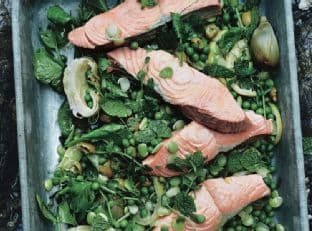 Poached Salmon with Artichoke Confit