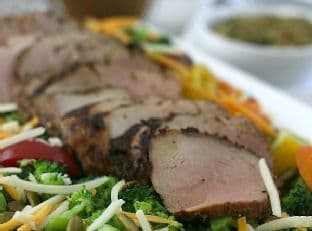 Broccoli Tomato Salad with Pork Tenderloin