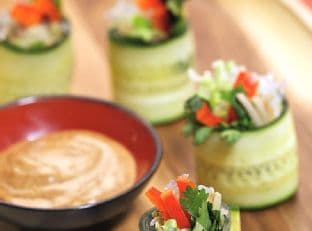 Asian Cucumber Rolls with Ginger Peanut Sauce