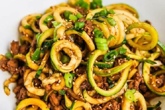 Chinese Five Spice Ground Turkey Zucchini Noodles
