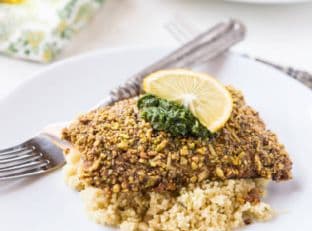 Pistachio Crusted Salmon with Pesto