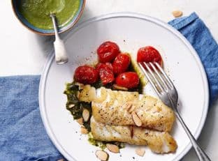Seared Cod with Spinach-Lemon Sauce