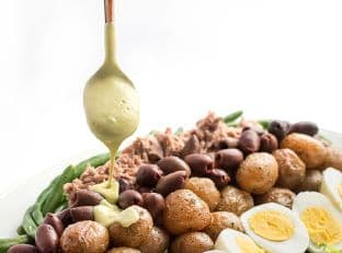 Tuna Nicoise Salad with Avocado Green Goddess Dressing