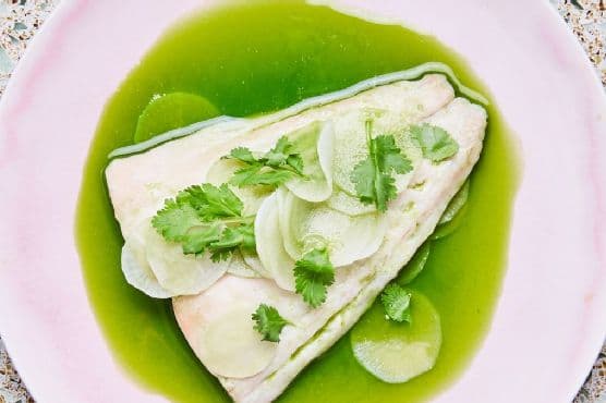 Steamed Mackerel with Green Chile Dashi
