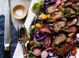Miso-Marinated Steak Salad with Miso-Ginger Dressing