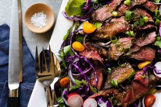 Miso-Marinated Steak Salad with Miso-Ginger Dressing