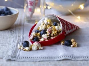 Festive Blueberry and Bergamot Popcorn with salted caramel