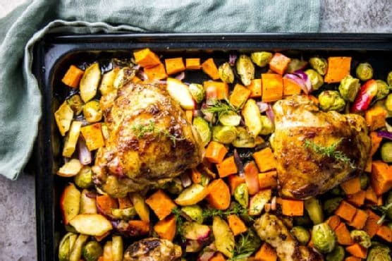 Balsamic Glazed Chicken and Winter Vegetable Sheet Pan Dinner