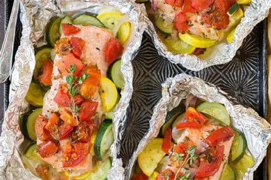 Salmon and Summer Veggies in Foil